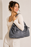 Sac à main gris en cuir froncé* seconde main - Furla- La Penderie du Paradis