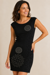 Robe noire ajustée à studs fleuris et motif léopard* seconde main - Desigual- La Penderie du Paradis