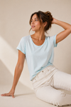 T-shirt basique bleu pâle seconde main - Mango- La Penderie du Paradis