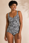 Maillot de bain une-pièce fleuri noir et blanc Tahitian Tribe* seconde main - Maxine of Hollywood- La Penderie du Paradis