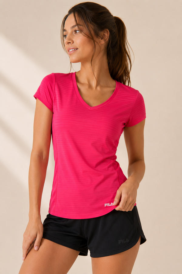T-shirt de sport fuchsia seconde main - Fila- La Penderie du Paradis