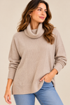 Chandail beige en tricot à col roulé avec cachemire* seconde main - Alison Sheri- La Penderie du Paradis