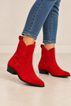 Bottes western rouges en cuir* seconde main - Geneva Shoes- La Penderie du Paradis