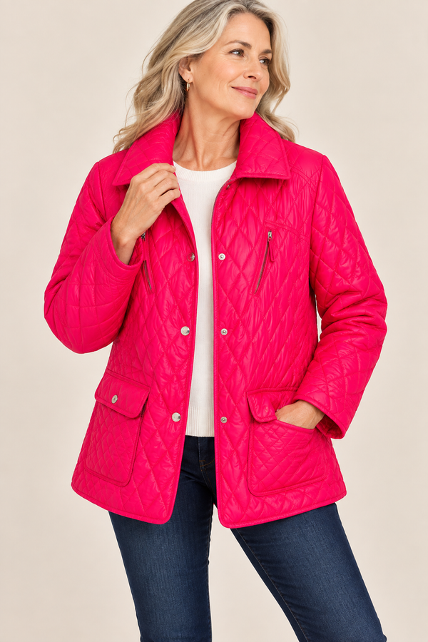 Manteau matelassé rose vif à poches* seconde main - Marcona- La Penderie du Paradis