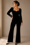Jumpsuit noir en velours avec dentelle seconde main - SHEIN- La Penderie du Paradis