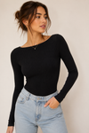 Bodysuit côtelé noir seconde main - Elita- La Penderie du Paradis