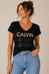 T-shirt noir basique seconde main - Calvin Klein- La Penderie du Paradis