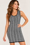 Robe ajustée en tricot noir et blanc à motifs géométriques* seconde main - Sioni- La Penderie du Paradis