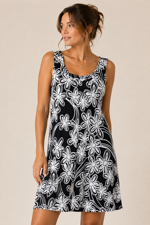 Robe marine fleurie (m) seconde main - mandee- La Penderie du Paradis