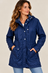 Manteau imperméable marine style parka léger avec capuchon seconde main - Simons- La Penderie du Paradis