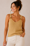 Camisole beige en tricot avec anneau écaille seconde main - Hippie Rose- La Penderie du Paradis
