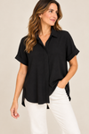 Chemise fluide ample noire à manches courtes seconde main - AKA- La Penderie du Paradis