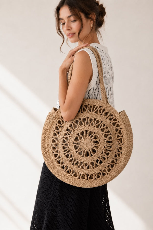 Sac à main circulaire en jute tressé* seconde main - Zara- La Penderie du Paradis