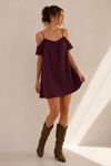 Robe ample mauve épaules dénudées seconde main - Sincerely Mary- La Penderie du Paradis