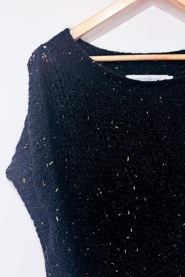 Chandail noir et or en tricot transparent (s)-Simons-La Penderie du Paradis 🕊