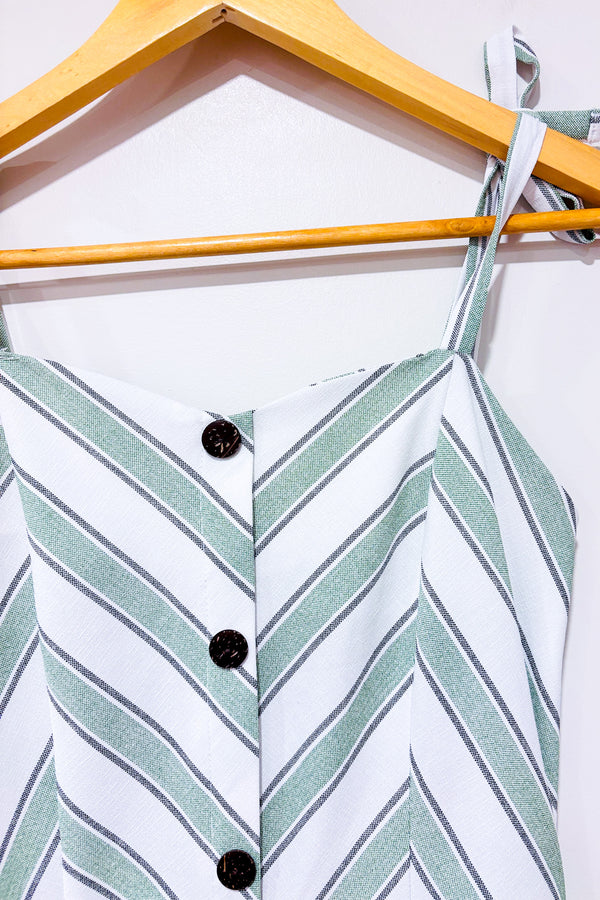 Robe rayée blanche et verte (l)*-Monteau-La Penderie du Paradis 🕊