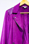 Veste ouverte mauve en suède seconde main - Laura- La Penderie du Paradis