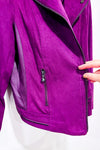 Veste ouverte mauve en suède seconde main - Laura- La Penderie du Paradis