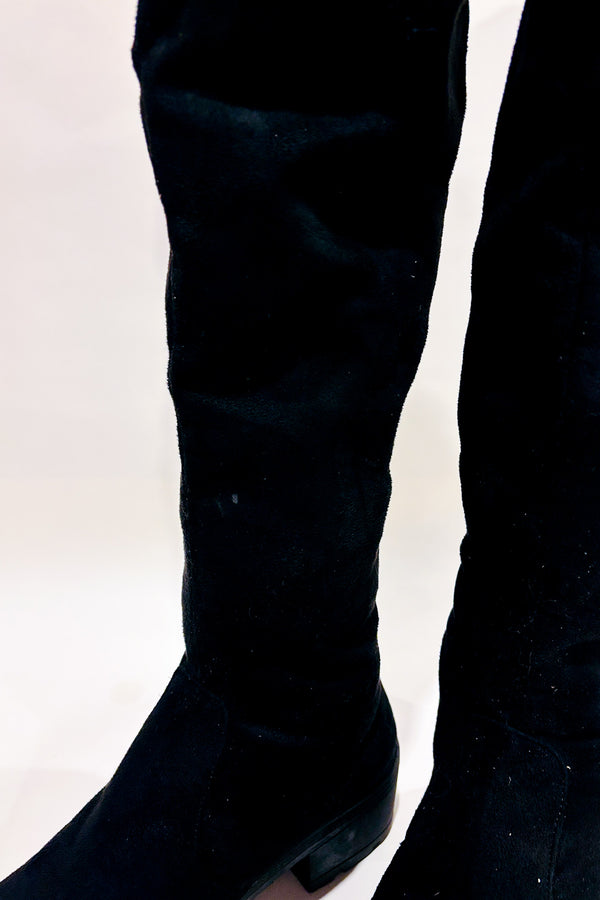 Bottes noires longues avec dentelle (8) seconde main - Autres- La Penderie du Paradis