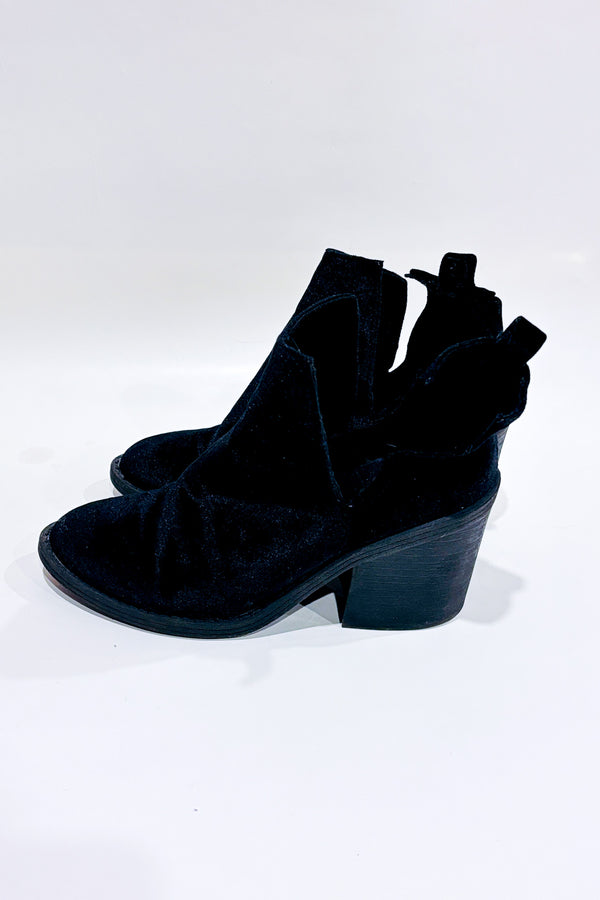 Bottes noires en velours (8) seconde main - Garage- La Penderie du Paradis