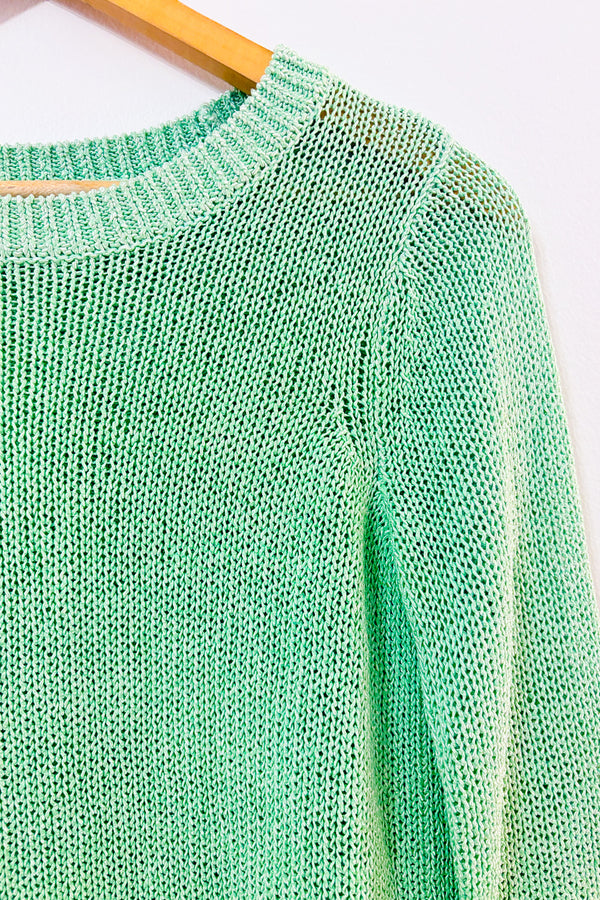 Chandail en maille vert menthe ouvert au dos seconde main - Club Monaco- La Penderie du Paradis