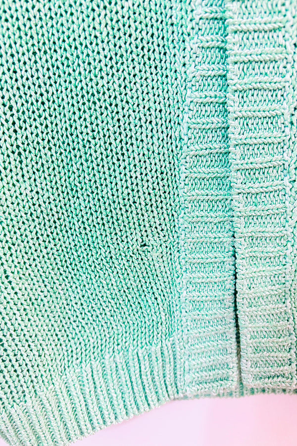 Chandail en maille vert menthe ouvert au dos seconde main - Club Monaco- La Penderie du Paradis