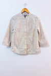 Veste à boutons beige motif feuilles seconde main - Chico's- La Penderie du Paradis
