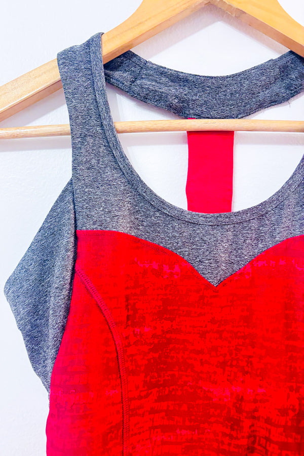 Camisole de sport rouge et grise avec top intégré seconde main - Mondetta- La Penderie du Paradis