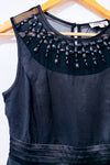 Robe cocktail noire à pierres seconde main - Airoldi Collection- La Penderie du Paradis