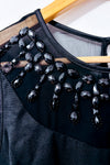 Robe cocktail noire à pierres seconde main - Airoldi Collection- La Penderie du Paradis