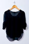 Blouse noire transparente à dos en dentelle seconde main - American Dream- La Penderie du Paradis