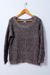 Tricot ample brun chiné en maille seconde main - Garage- La Penderie du Paradis