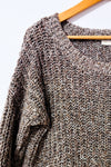 Tricot ample brun chiné en maille seconde main - Garage- La Penderie du Paradis