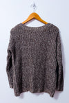 Tricot ample brun chiné en maille seconde main - Garage- La Penderie du Paradis
