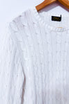 Tricot blanc torsadé en coton* seconde main - Ralph Lauren- La Penderie du Paradis