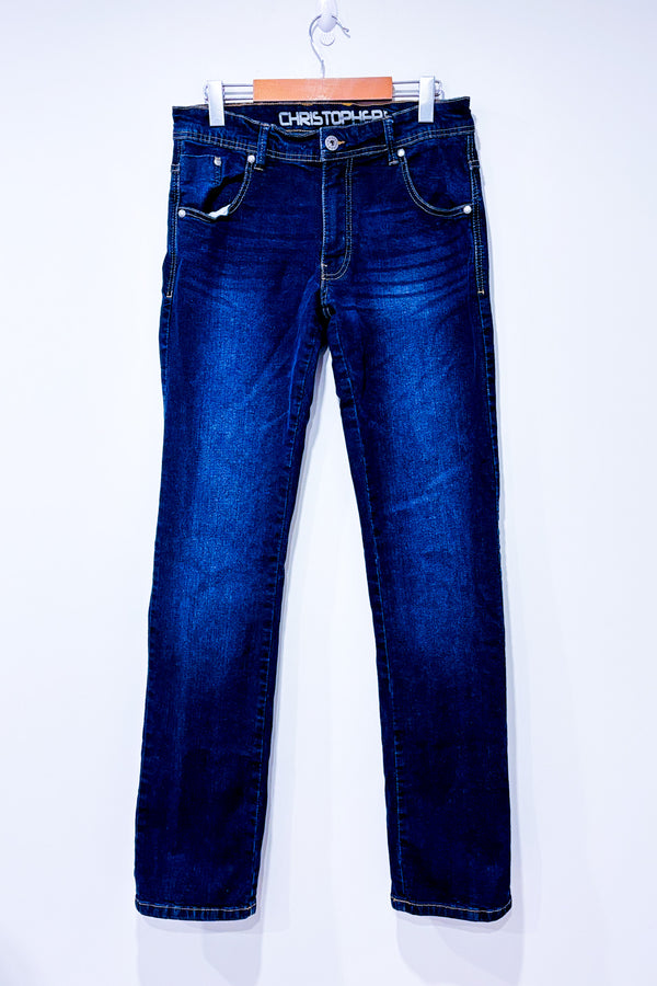 Jeans bleu foncé jambe droite (s) - Homme-Christopher Jeans-La Penderie du Paradis 🕊