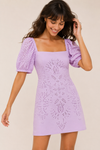 Lilac dress with floral embroidery