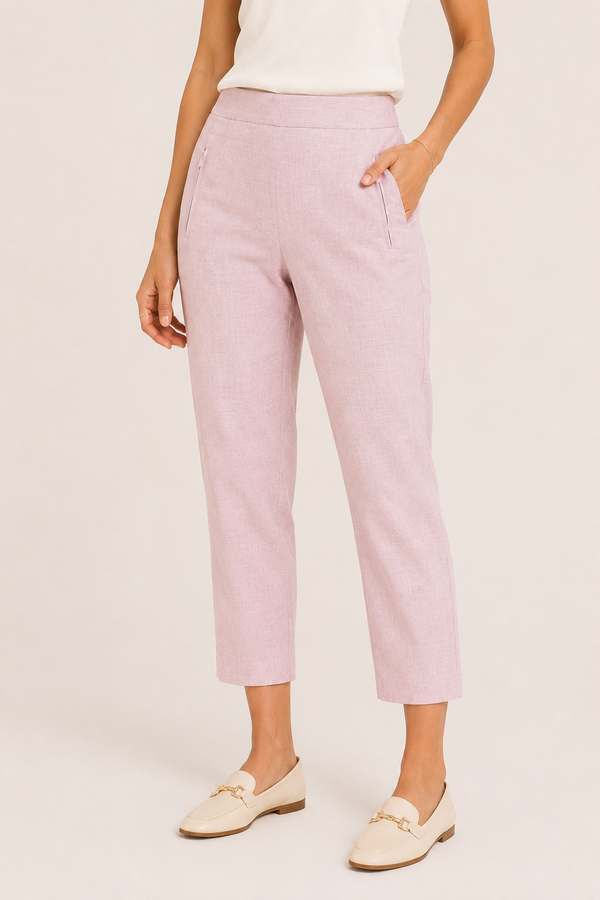 Pantalon rose pâle en coton coupe droite seconde main - Club Monaco- La Penderie du Paradis