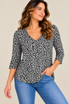 Chandail noir et gris fleuri à col en V seconde main - Old Navy- La Penderie du Paradis