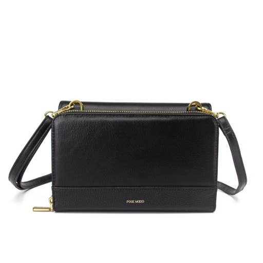 Sac à bandoulière végétalien recyclé deux-en-un Jane noir-Pixie Mood-La Penderie du Paradis 🕊