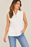 Veste en tricot blanche sans manches zippée seconde main - Moffi- La Penderie du Paradis