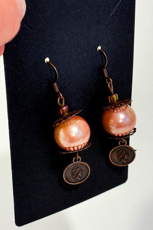 Boucles d'oreilles pendentif boule orange-Autres-La Penderie du Paradis 🕊