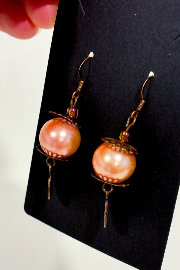 Boucles d'oreilles pendentif boule orange-Autres-La Penderie du Paradis 🕊