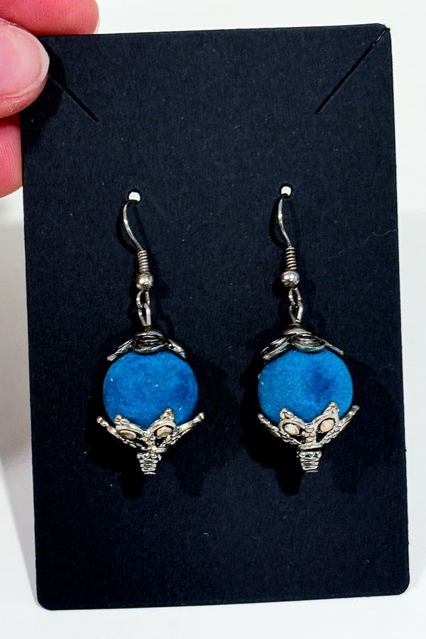 Boucles d'oreilles pendentif bille bleue-Autres-La Penderie du Paradis 🕊