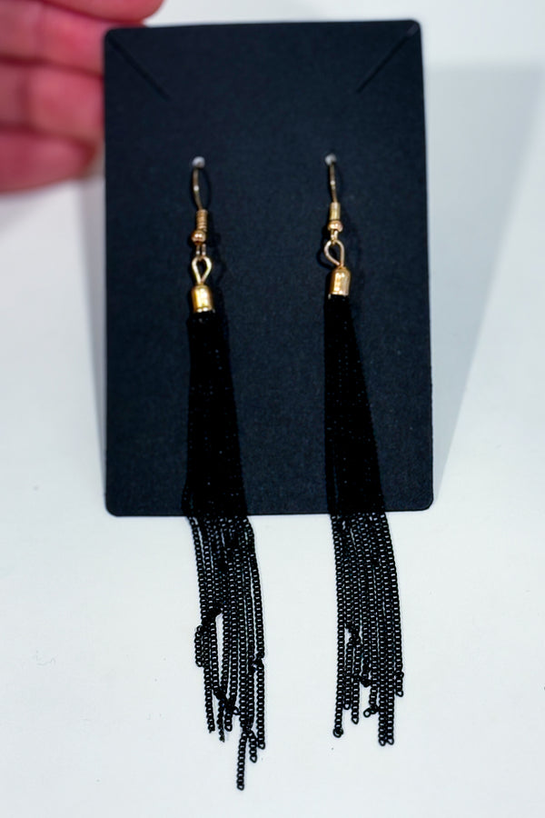 Boucles d'oreilles pendentif chaînes noires-Autres-La Penderie du Paradis 🕊