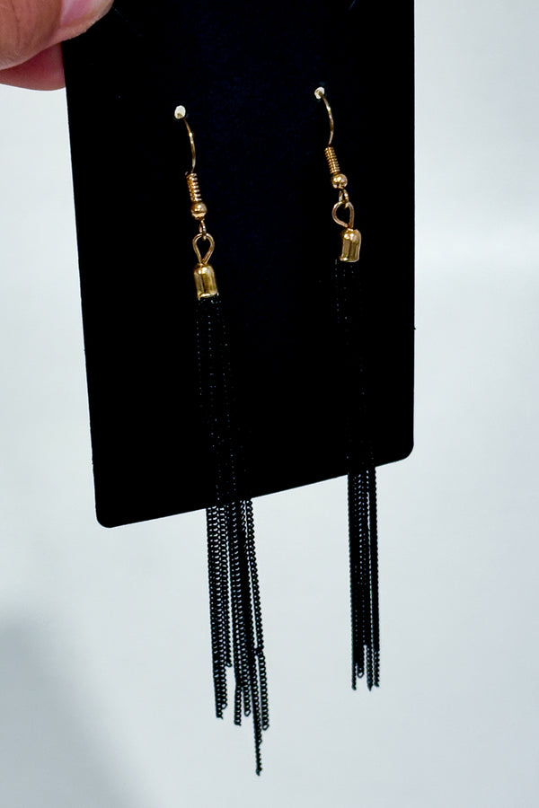 Boucles d'oreilles pendentif chaînes noires-Autres-La Penderie du Paradis 🕊