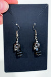 Boucles d’oreilles pendantes tête de mort argent et noir* seconde main - Autres- La Penderie du Paradis