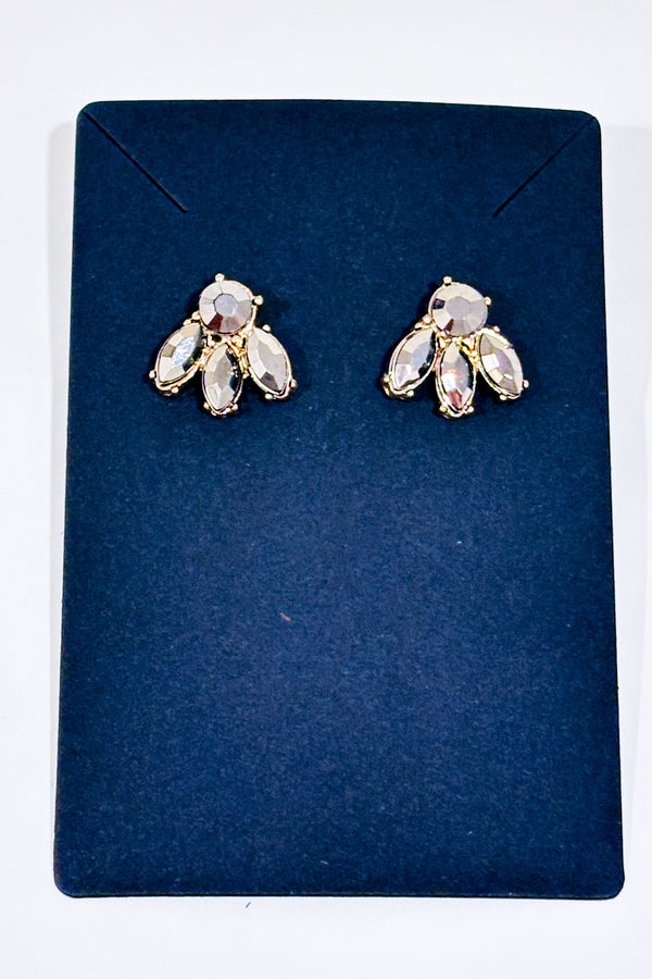 Boucles d'oreilles demie-fleur pierre noire seconde main - Autres- La Penderie du Paradis