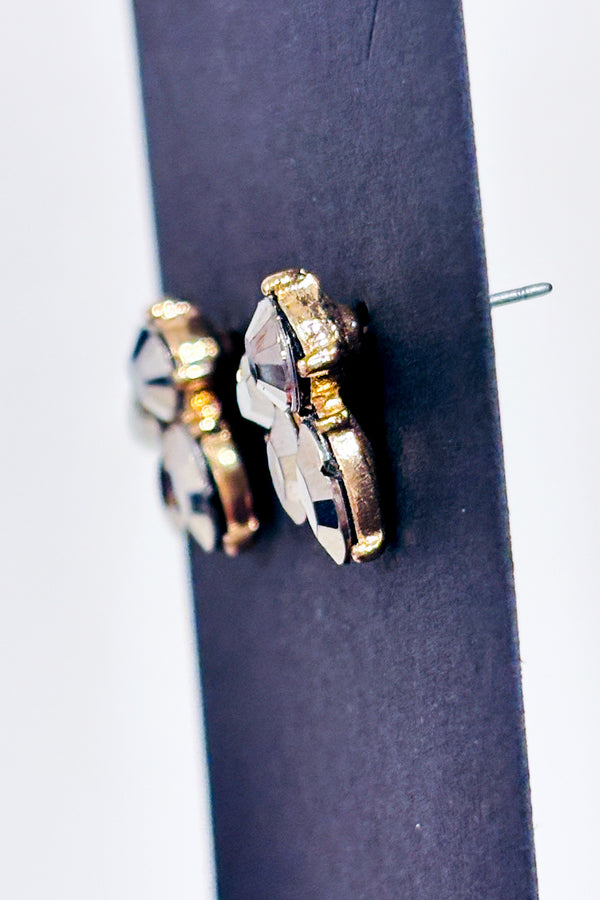 Boucles d'oreilles demie-fleur pierre noire seconde main - Autres- La Penderie du Paradis