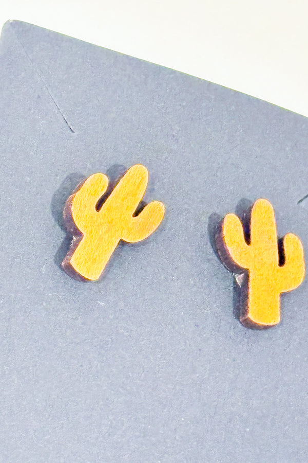 Boucles d'oreilles cactus en bois seconde main - Autres- La Penderie du Paradis